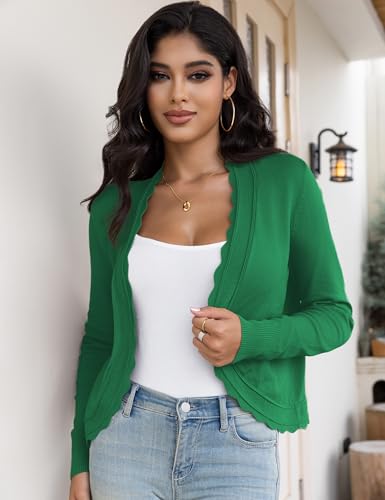 Image of OmicGot Women's Long Sleeve Cardigan Sweaters Open Front Cropped Bolero Shrugs for Dresses S-XL