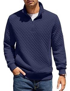 COOFANDY Sweatshirt Herren mit Reißverschluss Stehkragen Pullover Regular Fit Half Zip Neck Sweatshirt Zip Polo Langarm Sweater Winter Warm Langarmshirt Marineblau XL