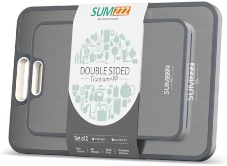 Titanium Cutting Board Double Sided Food Grade, Pure Titanium/PP for Kitchen,...