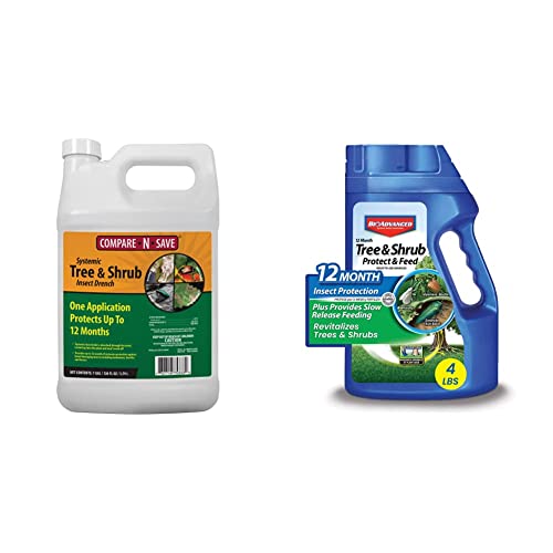 Compare-N-Save Systemic Tree And Shrub Insect Drench - 75333, 1 Gallon & Bioadvanced 12 Month Tree And Shrub Protect And Feed, Granules, 4 Lb #TOP15