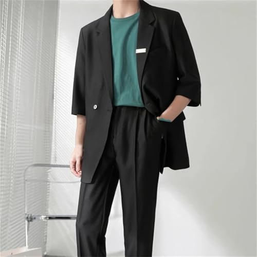 Men's Korean Casual Business Suit 2 Piece Set Blazers and Pants Ceremony4