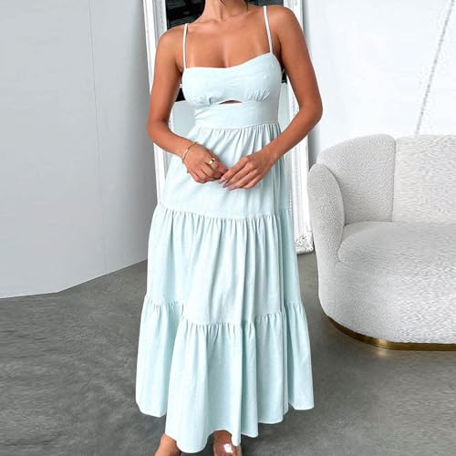 image for jsaierl Women Sexy Cut Out Sleeveless Spaghetti Strap Dress Summer Loo