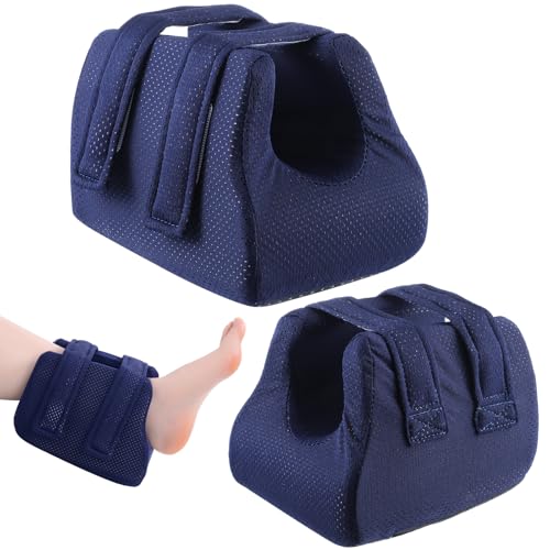 Image of Novabright 2 Pcs 3D Heel Protectors Foot Wedge Pillows Support Boot Bed Sore Pillow for Pressure Sores Bedridden Patients Relief Pressure Ankle Ulcers (Navy Blue)