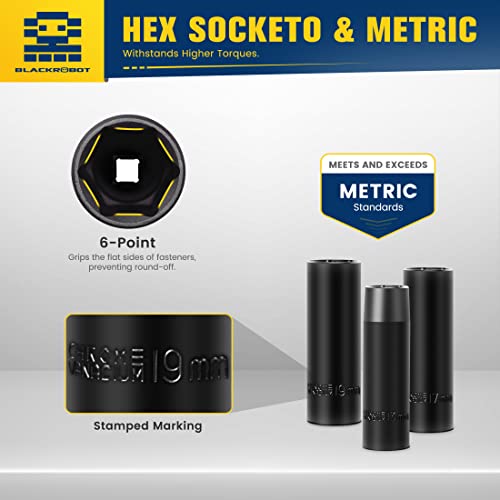 3Pcs Swivel Universal Joint Socket Set 1/2" 3/8" 1/4" + 12Pcs 1/2" Drive Impact Socket Set 10-27Mm #TOP6