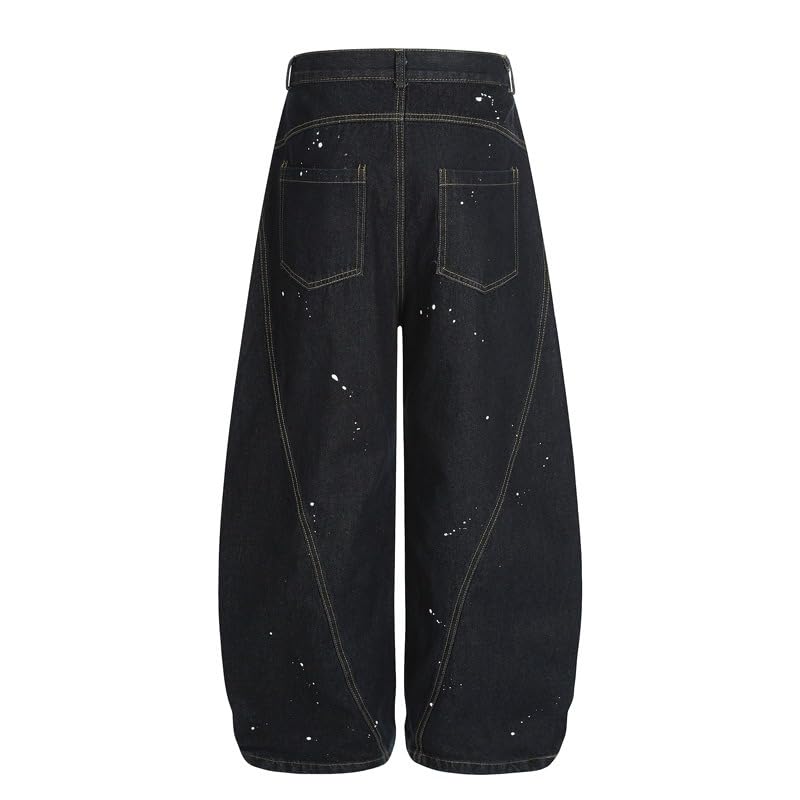 Men's Jeans High-Street American Patchwork Loose Wide-Leg Casual Commute Daily Pants4
