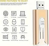 Periodicali 3 in 1 Flash Drive,32~256GB Micro USB + 8 Pin + USB 3.0 3 in 1 Mobile Phone Computer U-Disk with Type-C Adapter for Phones/Pc for Photos and Videos Files (Golden, 32GB) - Image 3