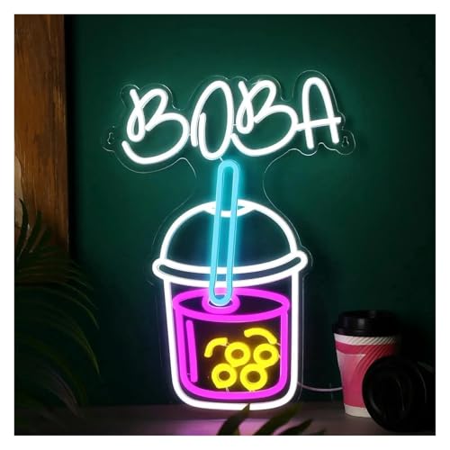 Enseigne lumineuse au néon Boba en haute finition pour habillage mural chic