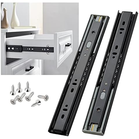 SHUHANG 300mm Soft Close Drawer Runners Full Extension Replacement Ball Bearing Metal Black Drawer Slide Rails Track Side Mount Heavy Duty 45kg Load Capacity, 1 Pair (2-Pack) Cover