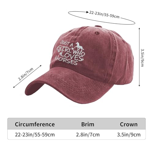 Image of Just Girl Who Loves Horse Hat Baseball Cap for Women Adjustable Trendy Hats Cotton
