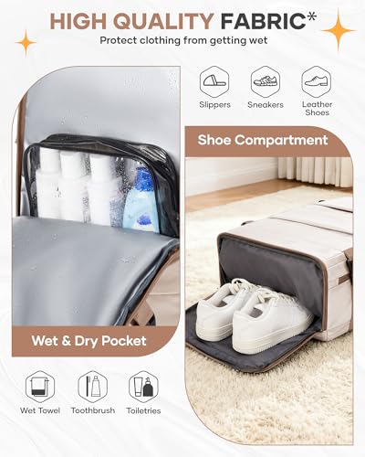 Image of Travel Backpack Carry on Flight Approved Mochila De Viaje Personal Item Backpack for Airlines Frontier Airlines Personal Item Bag Large Backpack for Travel Backpacks for Men Women Beige with Brown