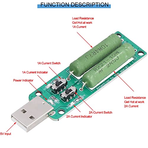 Image of 3 pcs USB Load Tester Resistance Module 5V1A /2A /3A Power Bank Discharge Resistor Switchable Load Resistance Discharging Ageing Resistance Electronic Load Detector