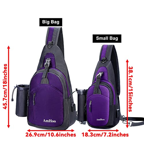 Amhoo Sling Backpack Chest Shoudler Crossbody Bag Water Resistant Hiking Daypack Small Purple #TOP1