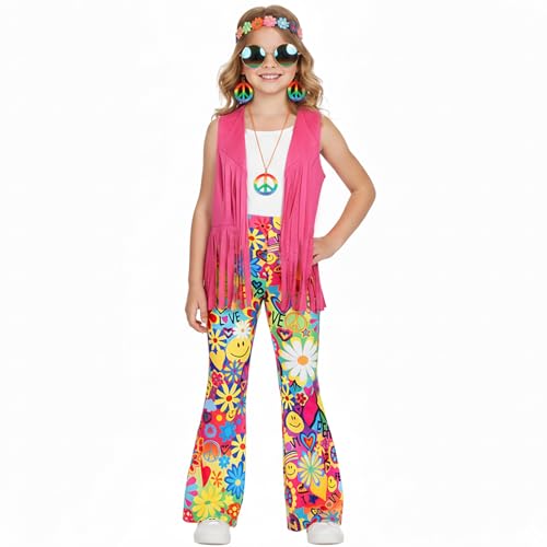 Disfraz Hippie para Niñas Koatobbor Talla 9-10 Años miniatura 2