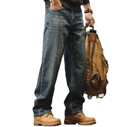 Baggy Jeans Men Vintage Washed Wide Leg Denim Pants Casual Relaxed Fit Streetwear for Skater Jeans