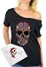 Black Flower Sugar Skull Day of Dead Off Shoulder top T-shirt 2XL Black