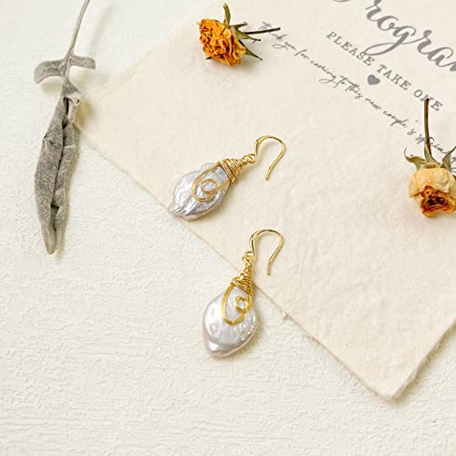 25-30mm Freshwater Baroque Keshi Pearl Dangle Drop Earrings For Women4