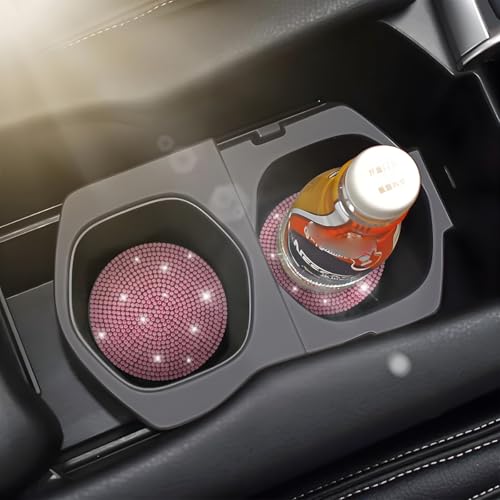 Image of Osilly Bling Car Cup Holder Coaster, Crystal Rhinestone Anti-Slip Insert Coasters, Universal 2.75 Inch Fashion Automotive Cup Mat, Car Interior Accessories Decor Gifts for Women (Pink, 4PCS)