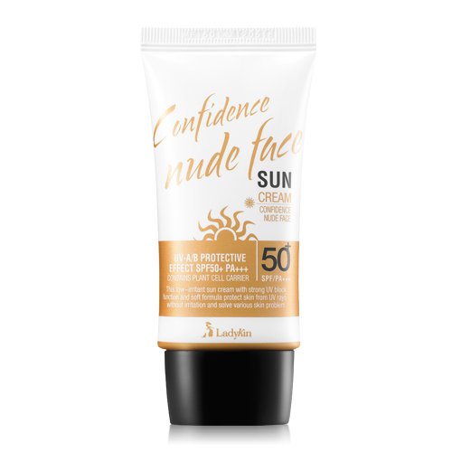 Ladykin Confidence nude face Moisturizing Sun Care Sunscreen Lotion 1.35oz Broad Spectrum (UVA & UVB Ray) SPF 50+PA+++ Smooths your skin and Helps protect sunburn. Made In Korea