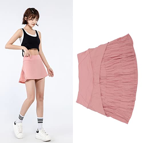 ZJchao Saias femininas de tênis com shorts internos cintura larga secagem rápida saia esportiva rosa