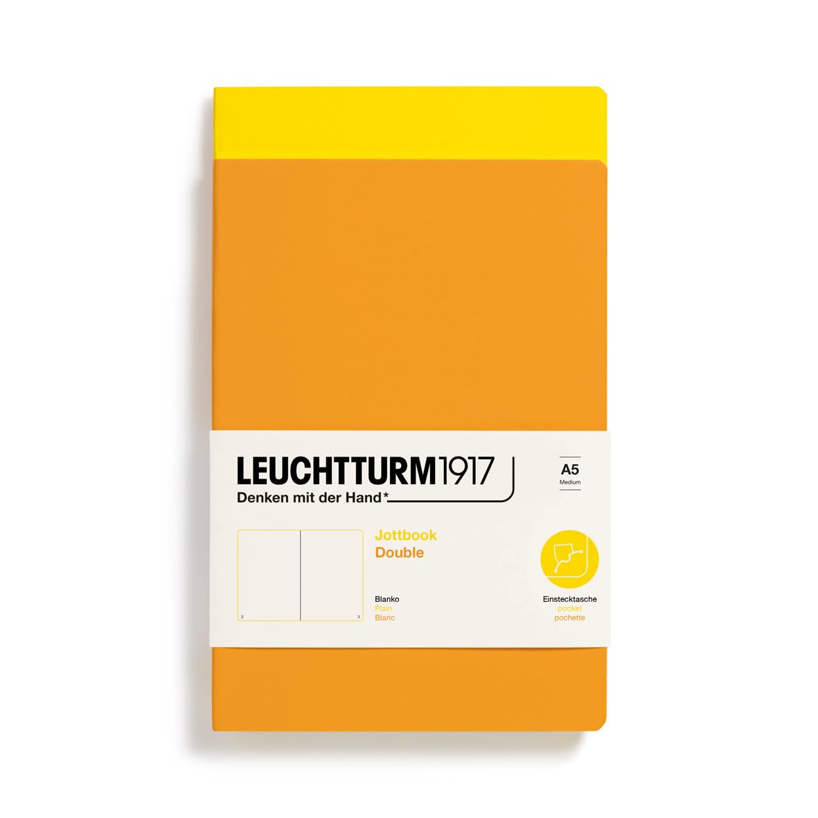 LEUCHTTURM1917 368177 Jottbook (A5), 59 Numbered Pages, Plain, Lemon and Rising Sun, Pack of 2