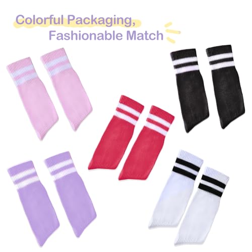 Derkue 5 Pair Toddler Soccer Socks,Kids Soccer Socks 4-12 Year,Knee High Tube Long Soccer socks for Girls and Boys4
