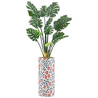 SIGNWIN Monstera Tree with Red Flower & Blue Plant Stem Array Vase Floral Bouquet Modern Art Rustic Colorful Multicolor Ultra for Living Room, Bedroom, Office - X-Large 5 Feet (60