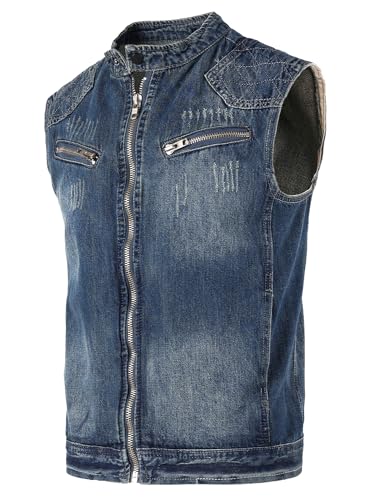 Chaleco vaquero con bolsillos para hombre cazadora jeans sin mangas 2