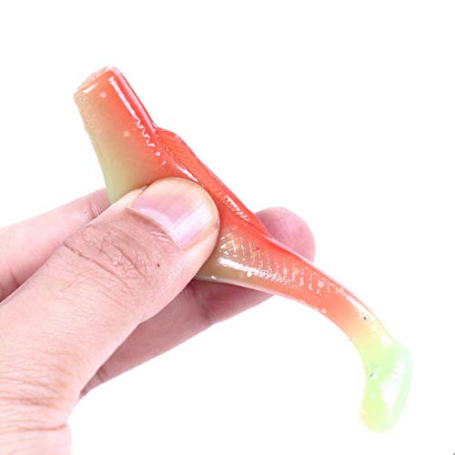 Iscas biônicas, 6 peças/conjunto de 8 cm de plástico T cauda falsa isca macia de peixe falso pesca b