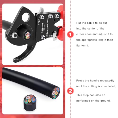 Image of Knoweasy KN-240 Upgraded Cable Cutter and Ratchet Wire Cutter Works for Aluminum and Multi-core Cables up to 240mm