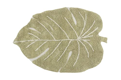 Lorena Canals - Waschbarer Teppich für das Kinderzimmer. Kollektion Mini Monstera in Natur- und Olivefarbe - handgefertigt mit natürlicher Baumwolle und ökologischen Farbstoffen - Größe: 75x100 cm Cover