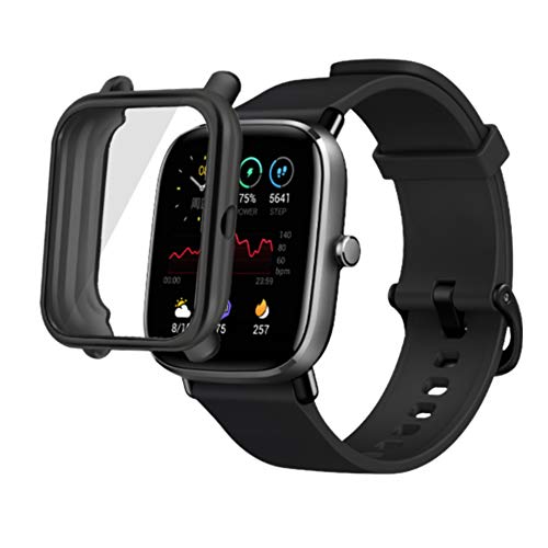 PaceBid Coque Compatible avec Amazfit GTS 2 Mini, Tout Autour de Protection Housse en TPU Transparent de Protection Transparent Haute Définition pour Amazfit GTS 2 Mini- Noir Cover