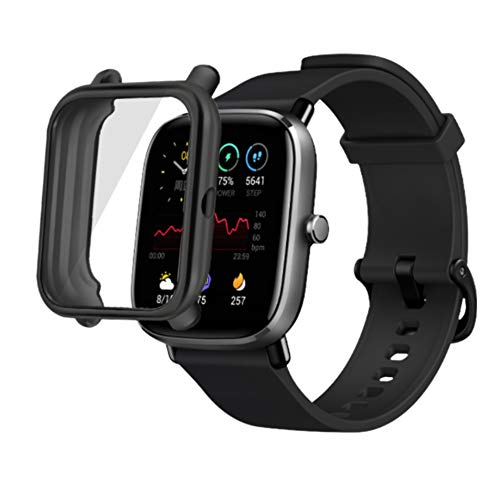 PaceBid Coque Compatible avec Amazfit GTS 2 Mini, Tout autour de protection Housse en TPU Transparent de Protection Transparent Haute Définition pour Amazfit GTS 2 Mini- Noir