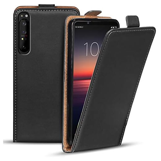Verco Flip Case för Sony Xperia 1 II skal, grundläggande fodral skydd för Sony 1 II fodral, svart
