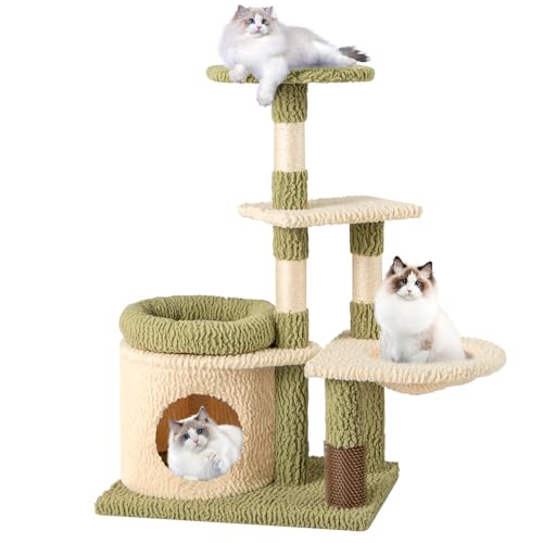 Tangkula Torre para Gatos Verde Multi-Nivel con Rascadores y Hamaca miniatura 1