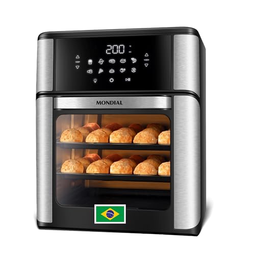 Air Fryer Oven 1800W, 12.7QT Capacity, Touchscreen Panel, Automatic Shut-Off – Black & Stainless Steel – Mondial