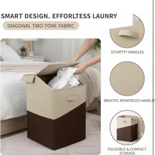 Image of 75 Liter Non Woven Laundry Basket with 2 Side Pockets for Socks and Handkerchief |Foldable Clothes Storage Bin Organizer for Dirty Clothes, Kids Toys, Bedroom & Bathroom (R Green)
