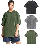 Arssm Women Oversized T Shirts Acid Washed Cotton Tees Vintage Baggy Loose Fit Streetwear Workout...