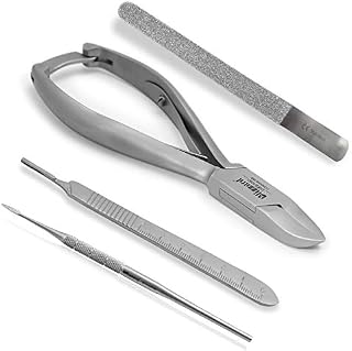 Podiatry Instrument Set by Blizzard  4 Piece Chiropodist Tools Kit with Nail Nipper, Blacks File, Diamond Deb Dresser and Scalpel Blade Handle - German Forged Implements for Podiatry Care - Hospital Grade