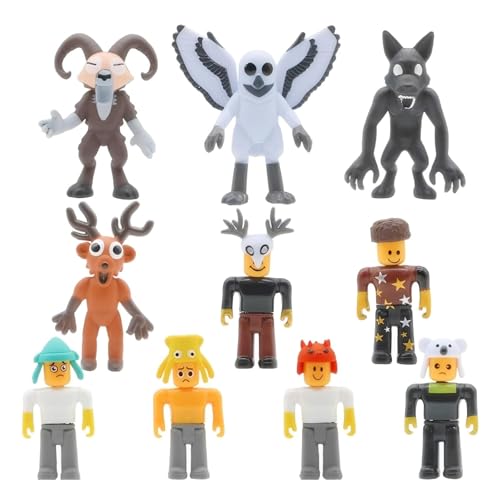 99 Nights in The Forest Action Figure Toys, 10 PCS 3 Inch Deer Owl Ram Monster Figures Set for Game Fans Collectors Home Desk Decor Animated PVC Model Ornaments Gift for Kids (1 Set)