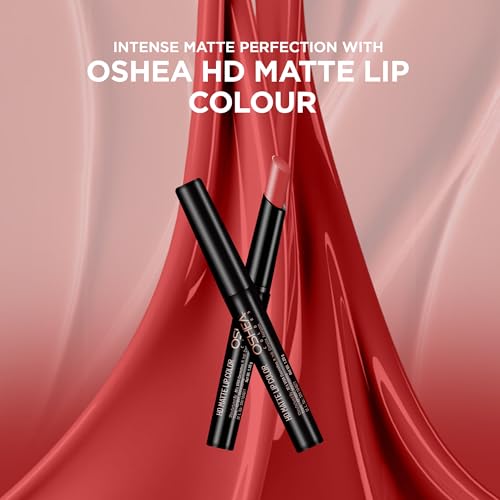 Image of Oshea Colors HD Matte Finish & Highly Pigmented Long Lasting Creamy Lipstick | Lightweight Formula Enriched with Castor Oil, Shea Butter & Jojoba Seed Oil | Free from Paraben -(Queen of Charm 12) 1.2g