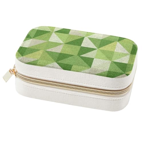 Boîte à bijoux double couche triangle vert géométrique pour bagues et colliers - 2