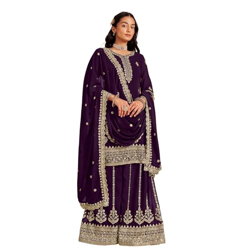 Traje de gala de georgette con bordados de alta densidad para mujer