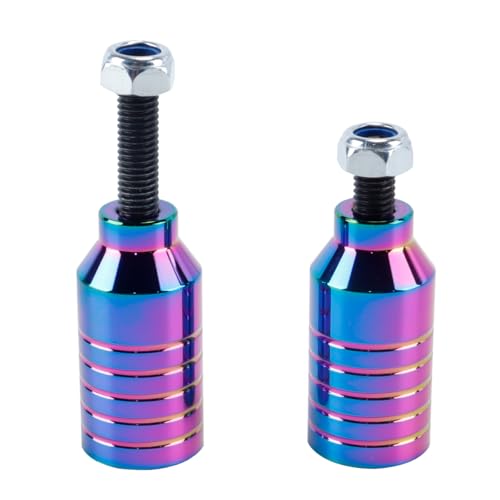 Orivin 2 Stück Pro Stunt-Scooter Pegs – Regenbogenschwarzes Aluminium mit 12,9-Stufenachse und Befestigungsmutter für 5050s Grinds Orivin 2 Stück Pro Stunt-Scooter Pegs – Regenbogenschwarzes Aluminium mit 12,9-Stufenachse und Befestigungsmutter für 5050s Grinds