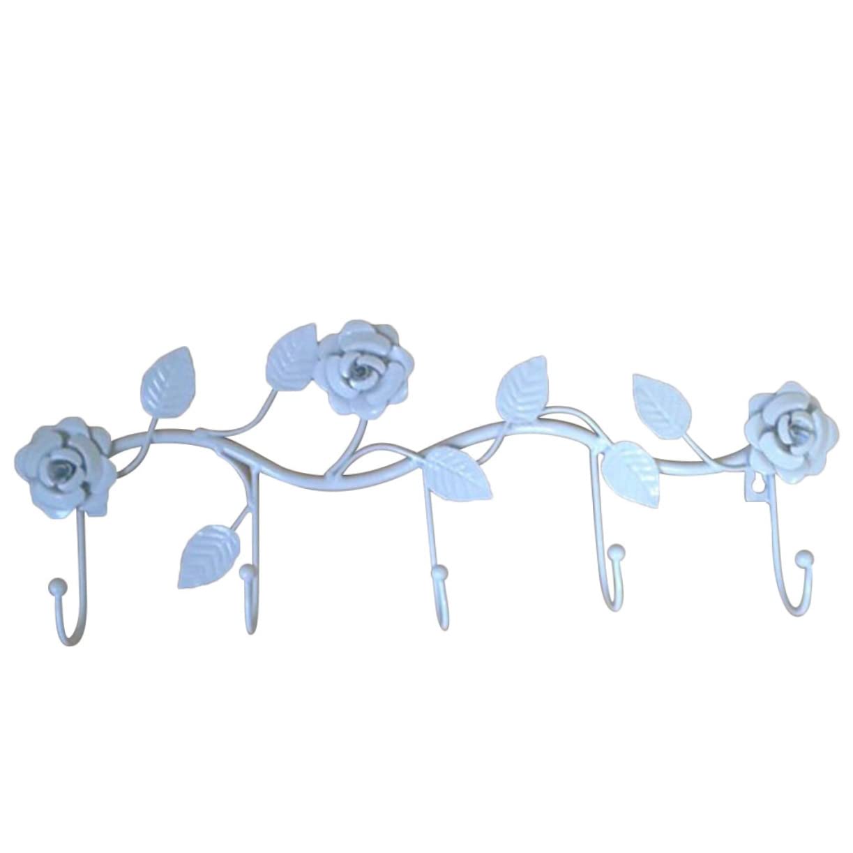Estante de pared con ganchos de rosas y perchero funcional 8
