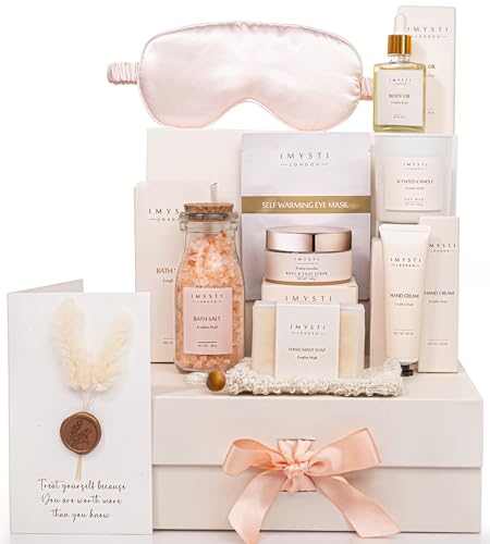 IMYSTI Birthday Pamper Gifts for Women - Luxury Hamper Spa Bath Set Gifts for Her - Ladies Box Gift Ideas for Christmas, Anniversary, Valentines, Mother's Day, Self Care Relaxation (Standard)