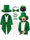 Geyoga Kids St. Patrick's Day Costume Set Irish Leprechaun Outfits Tailcoat Waistcoat Leprechaun Hat Patrick Day Accessories(M (Chest:34.6 Inch))