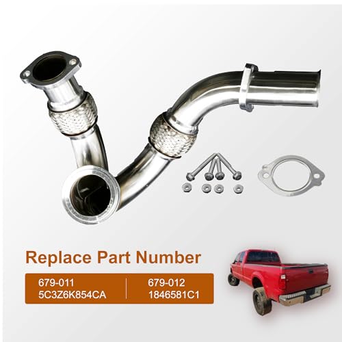 Image of Turbocharger Y-Pipe Up Pipe Kit With Gasket Fit for Ford 6.0L Powerstroke Diesel 2003 2004 2005 2006 2007 Replace 679-011 679-012 5C3Z6K854CA 1846581C1