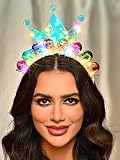 GENBREE Light Up Birthday Crown Headband Happy Birthday Hats Party Festival Hair Accessories for Women (1-Multicolor, One Size)