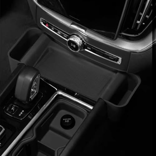 Image of Silicone Material Cup Holder Coaster for Volvo 2026 XC60 Center Console Gear Shift Protector, Automotive Accessories (2026 XC60 Wireless Charging Pad - Black)