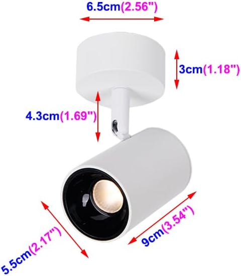 Pack of 2 LED Ceiling Spotlight Anti-Glare High CRI Picture Light Fixture Kit Head Focusing Lamp Surface Mounted Indoor Lighting White Pure White